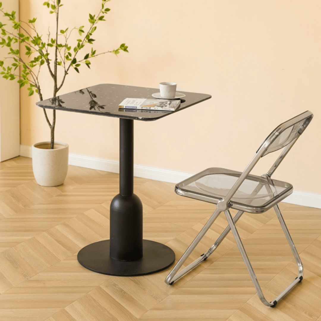 Round terrazzo table ideal for dining or office use with versatile design
