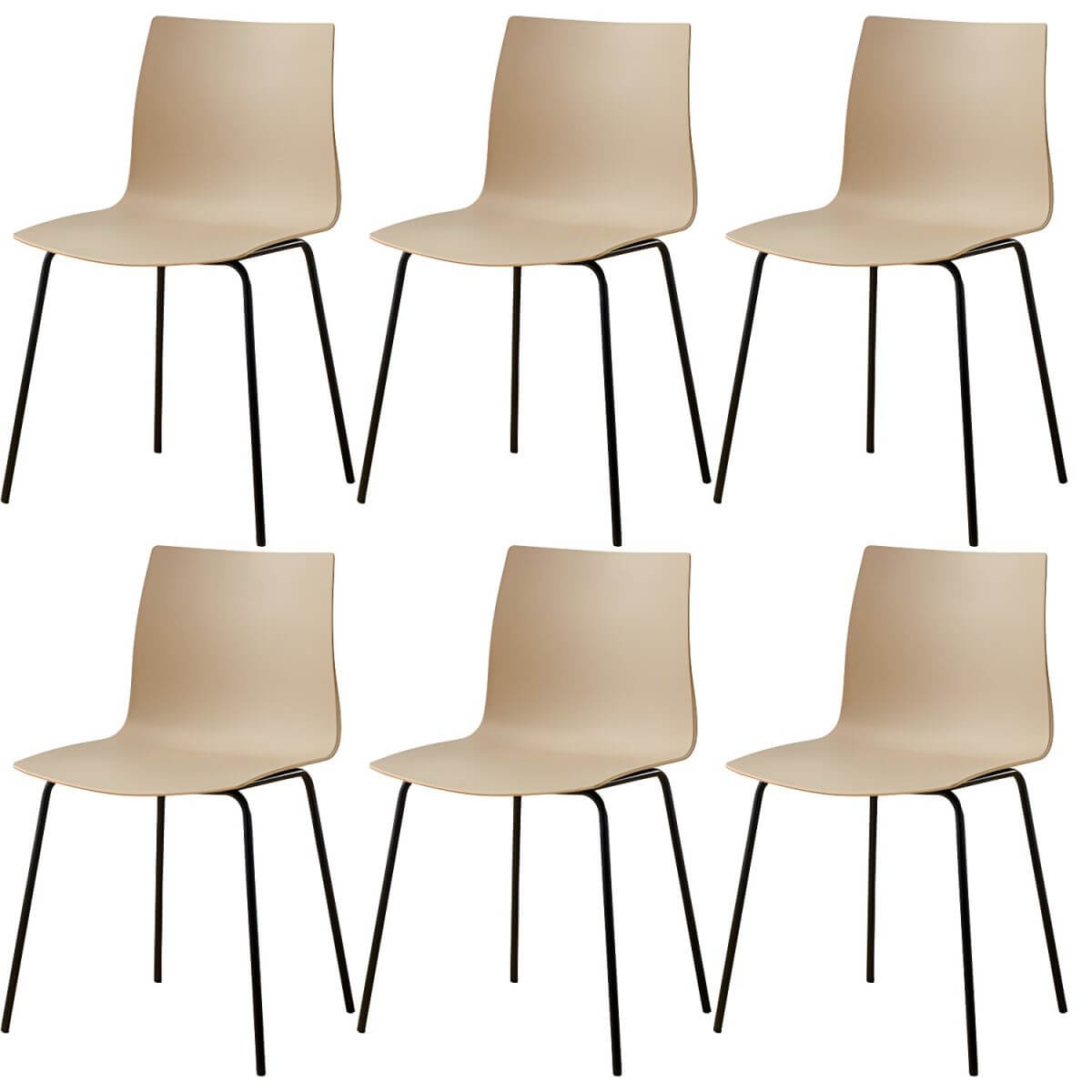 Modern plastic and acrylic side chair with metal legs, ideal for kitchen and dining rooms