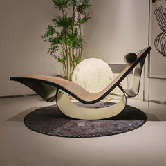 Vintage Chaise Lounge Chair in Cane Wood Black