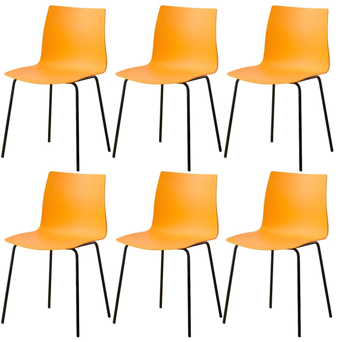 Modern plastic and acrylic side chair with metal legs, ideal for kitchen and dining rooms