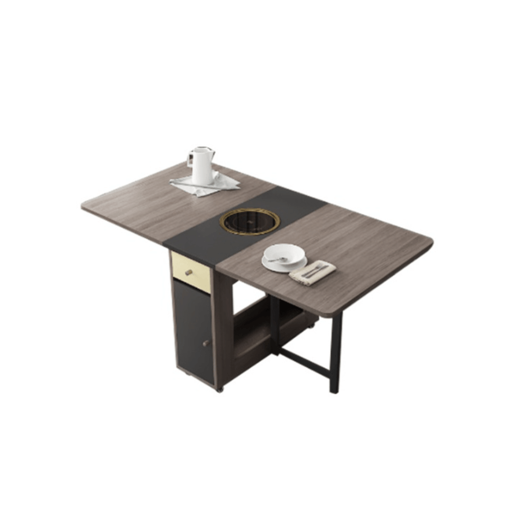 Expandable modern minimalist dining table set with chairs for stylish, space-saving meals