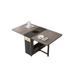 Expandable modern minimalist dining table set with chairs for stylish, space-saving meals