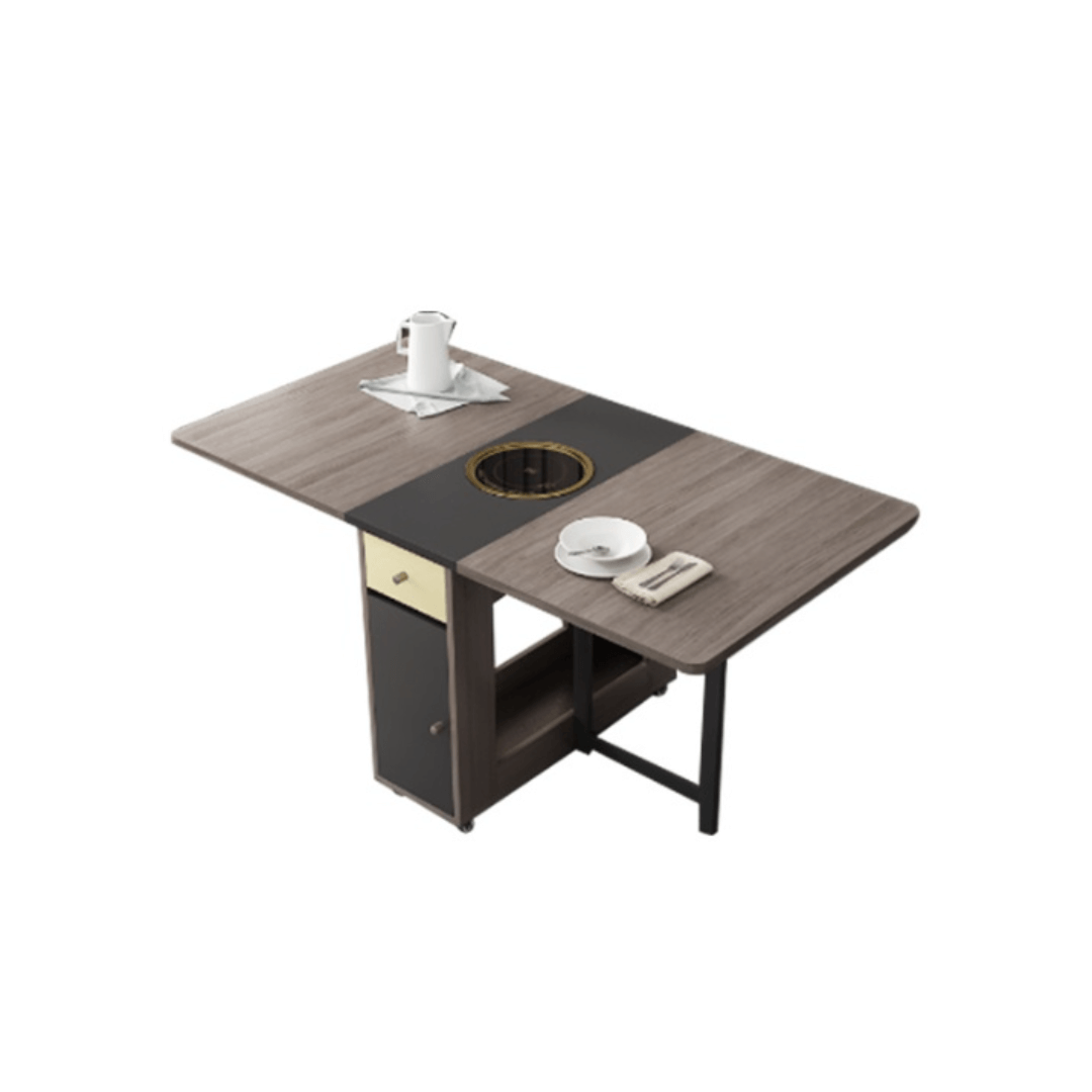 Expandable modern minimalist dining table set with chairs for stylish, space-saving meals