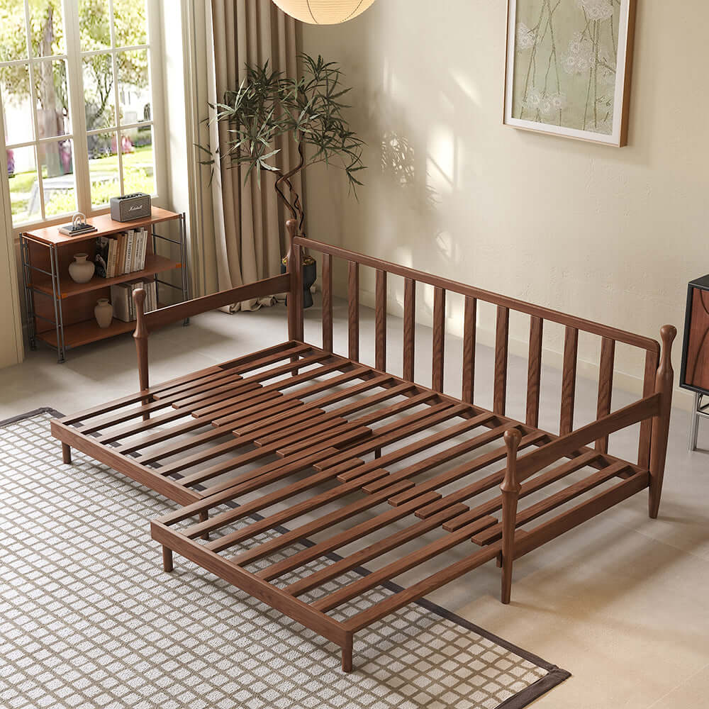 Cocochairs Solid Wood Frame Convertible Modular Sofa Bed – Mid-Century Japandi