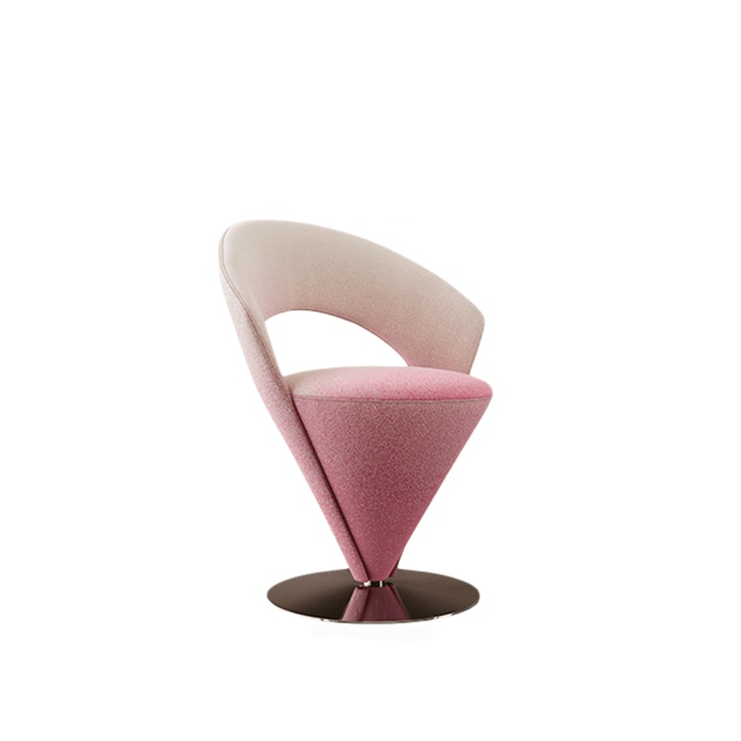Pink and khaki Luxe Cone vanity stool with swivel feature for stylish seating