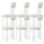 Contemporary upholstered dining chair with clear acrylic frame for kitchen seating