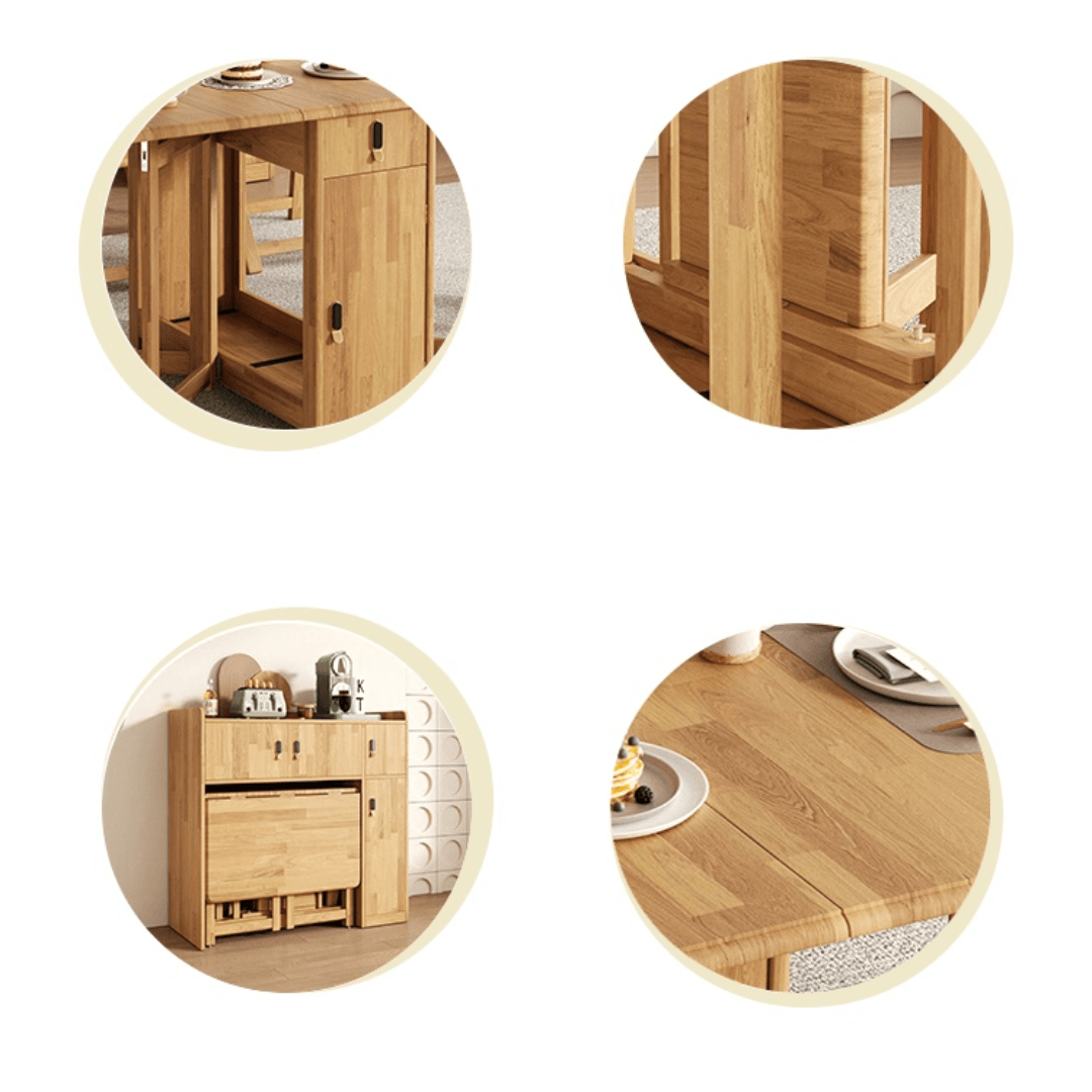 Scandinavian-inspired folding table designed to save space, ideal for family meals and gatherings