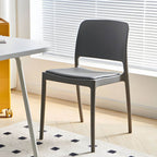 Scandinavian plastic and acrylic dining chair with low backrest and armless design