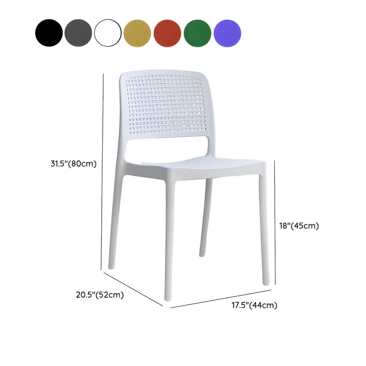 Stackable modern plastic and acrylic side chair for kitchen and dining use