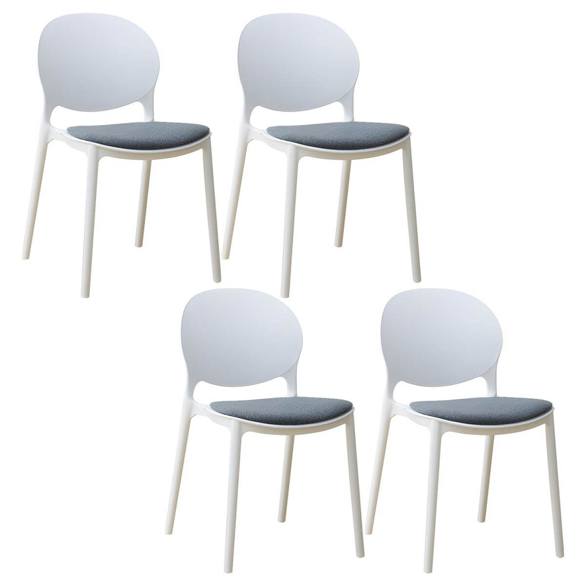 Scandinavian plastic dining chair with open back and four legs, ideal for home use
