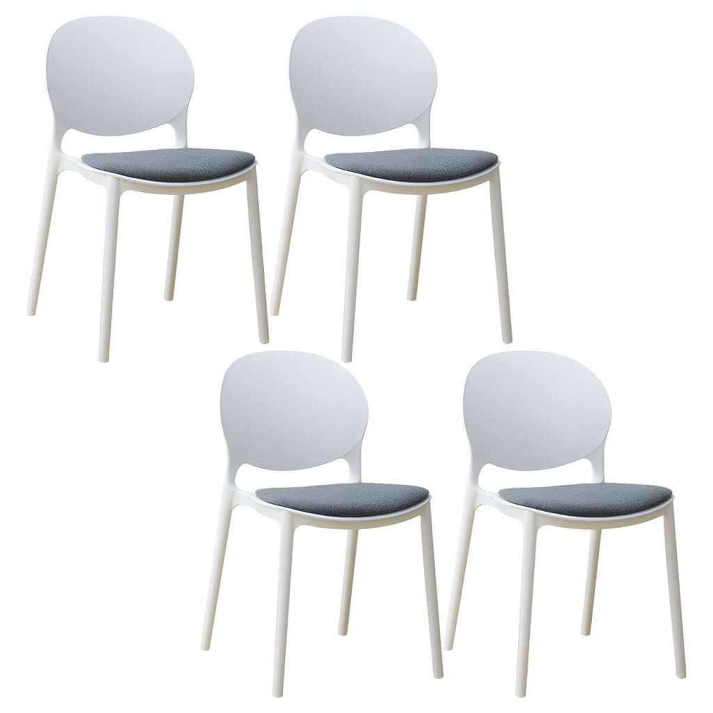 Scandinavian plastic dining chair with open back and four legs, ideal for home use
