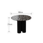 Small space dining set with terrazzo table and luxurious velvet seats