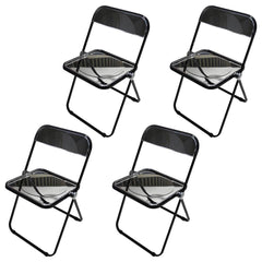 Contemporary Acrylic Open Back Folding Armless Chair for Dining Room Dining Chairs