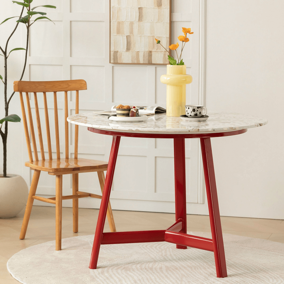 Modern terrazzo dining table with sleek design, perfect for cozy meals and home office use main product image