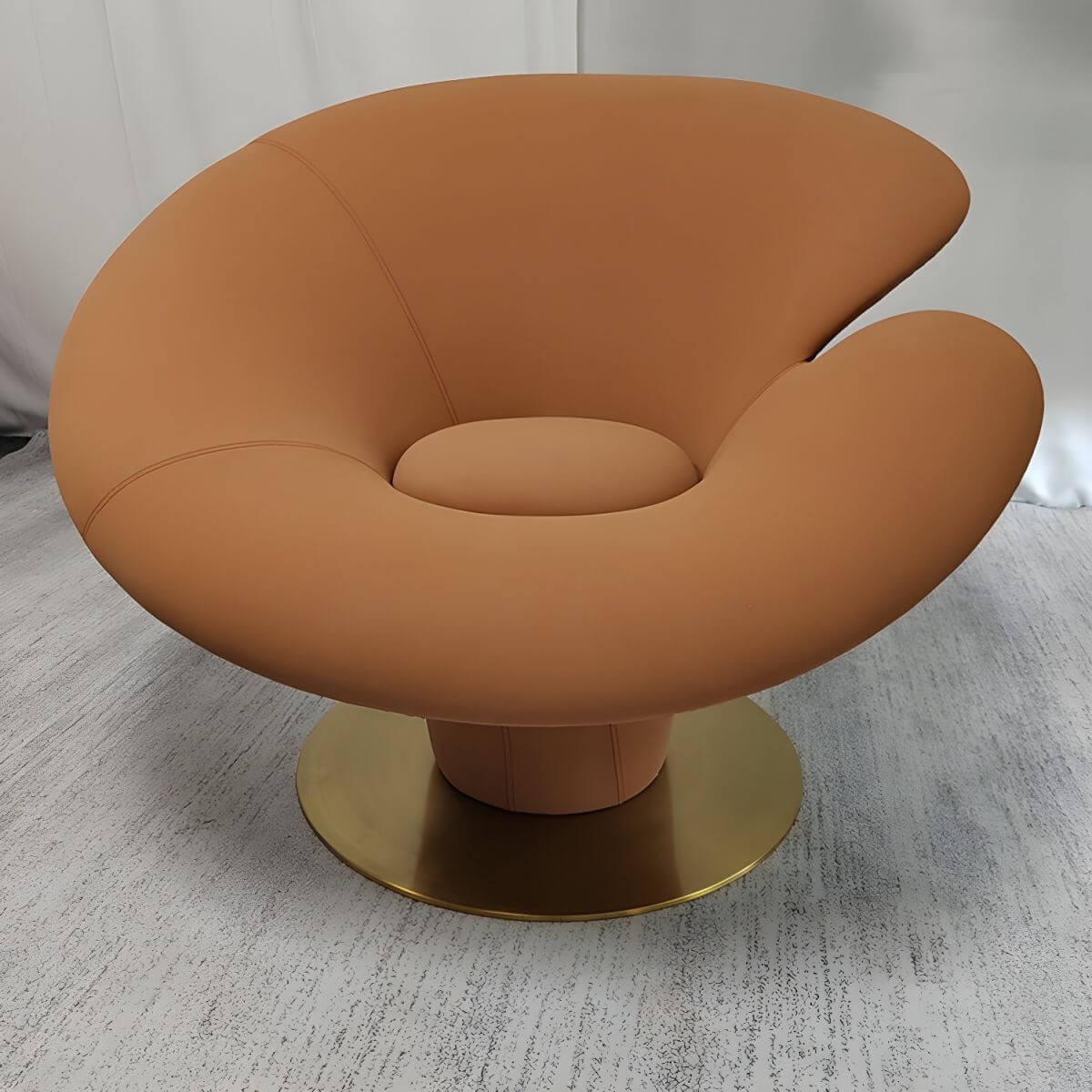 High-back modern papasan chair with linen blend upholstery and reclining feature