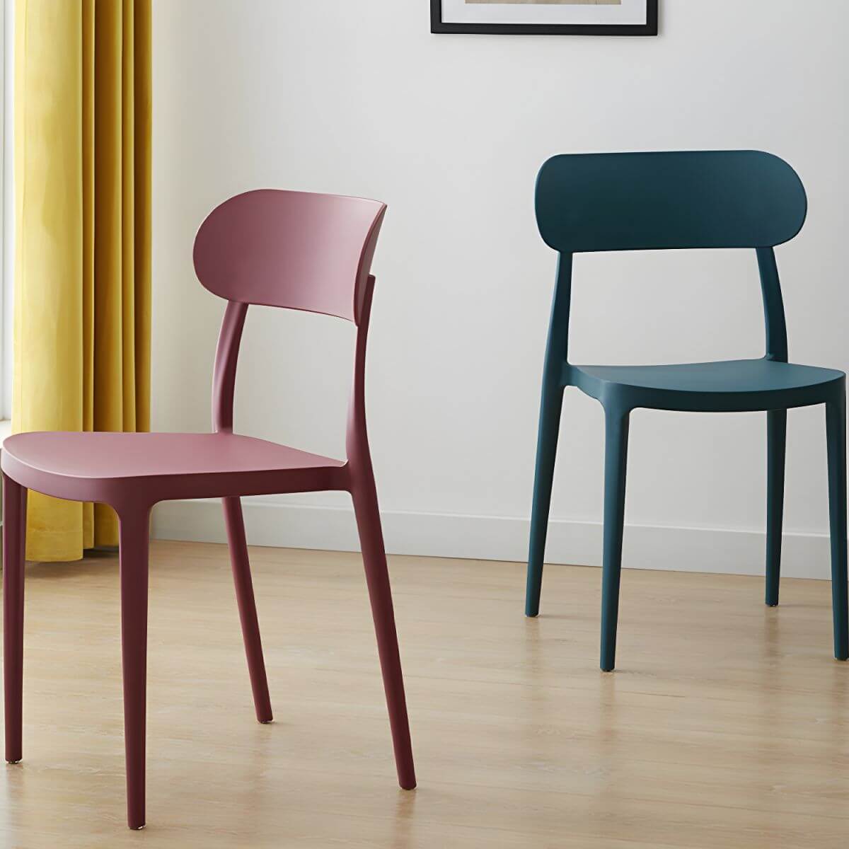 Modern Scandinavian dining chair made of plastic and acrylic, perfect for kitchen and dining areas