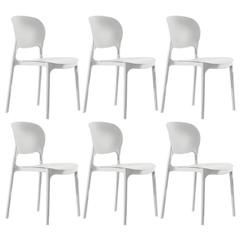 Stackable modern side chair with low back made of plastic and acrylic, perfect for contemporary dining