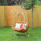 Metal stand porch swing with tropical unfinished color, pads, and chain for two swings main product image