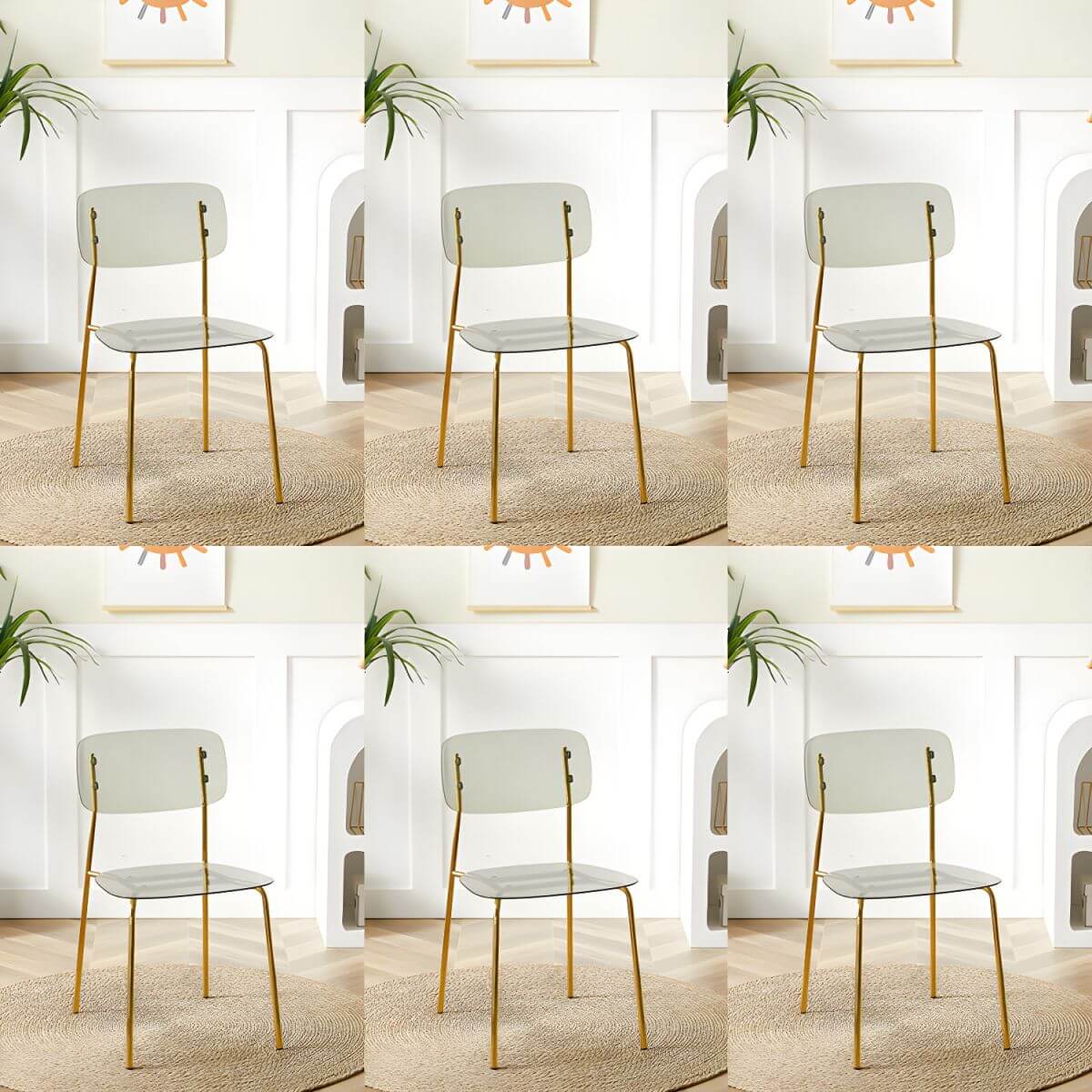 Transparent acrylic dining chair with modern design, perfect for living room and kitchen seating