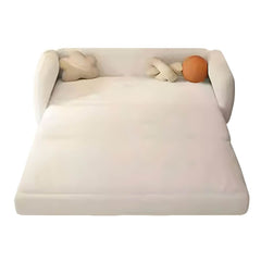 Modern White Polyester Blend Sleeper Sofa with Detachable Mattress, Casters, and Black Legs - Sponge 51"L x 37"W x 30"H Futons