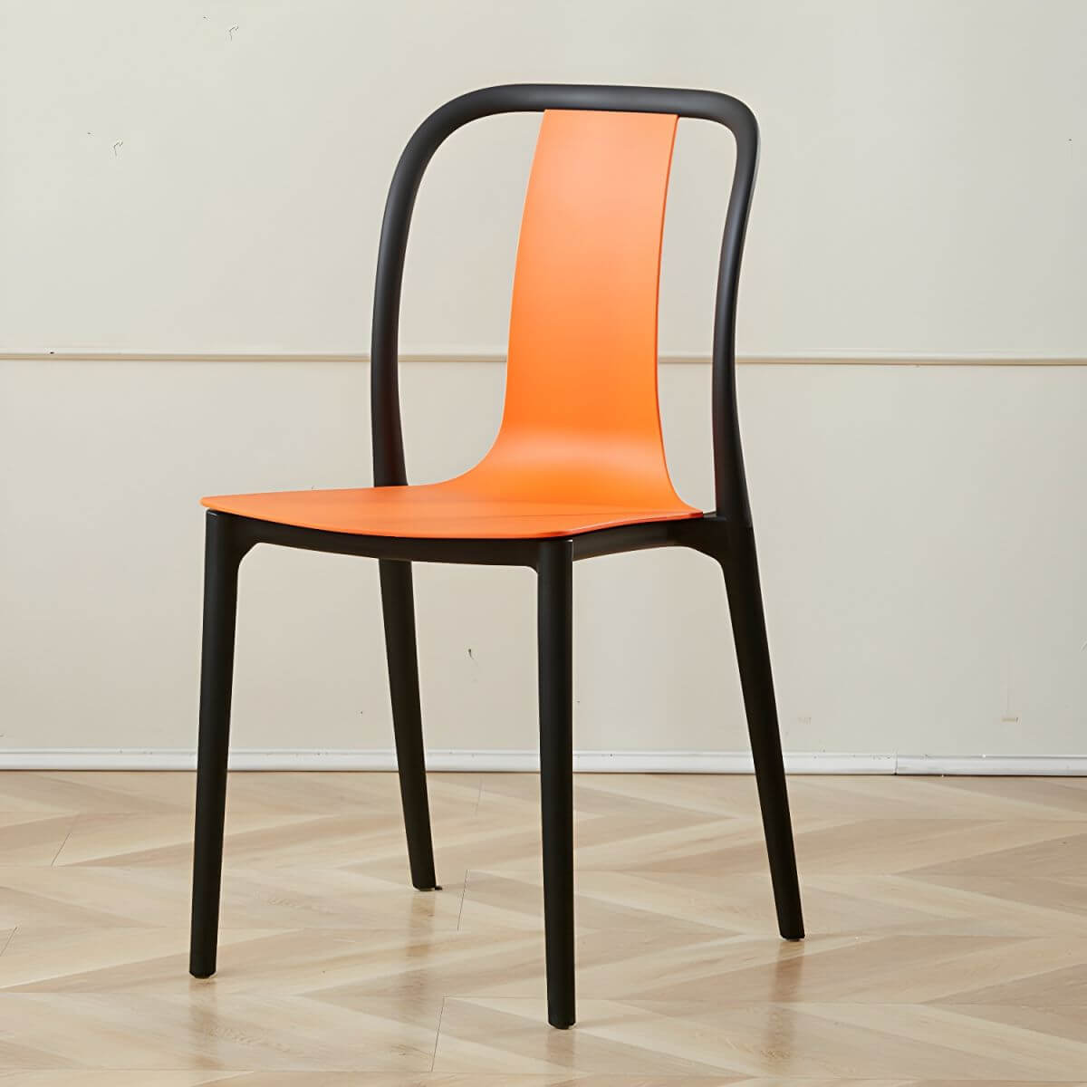 Low-back plastic and acrylic side chair with modern style for kitchen and dining areas