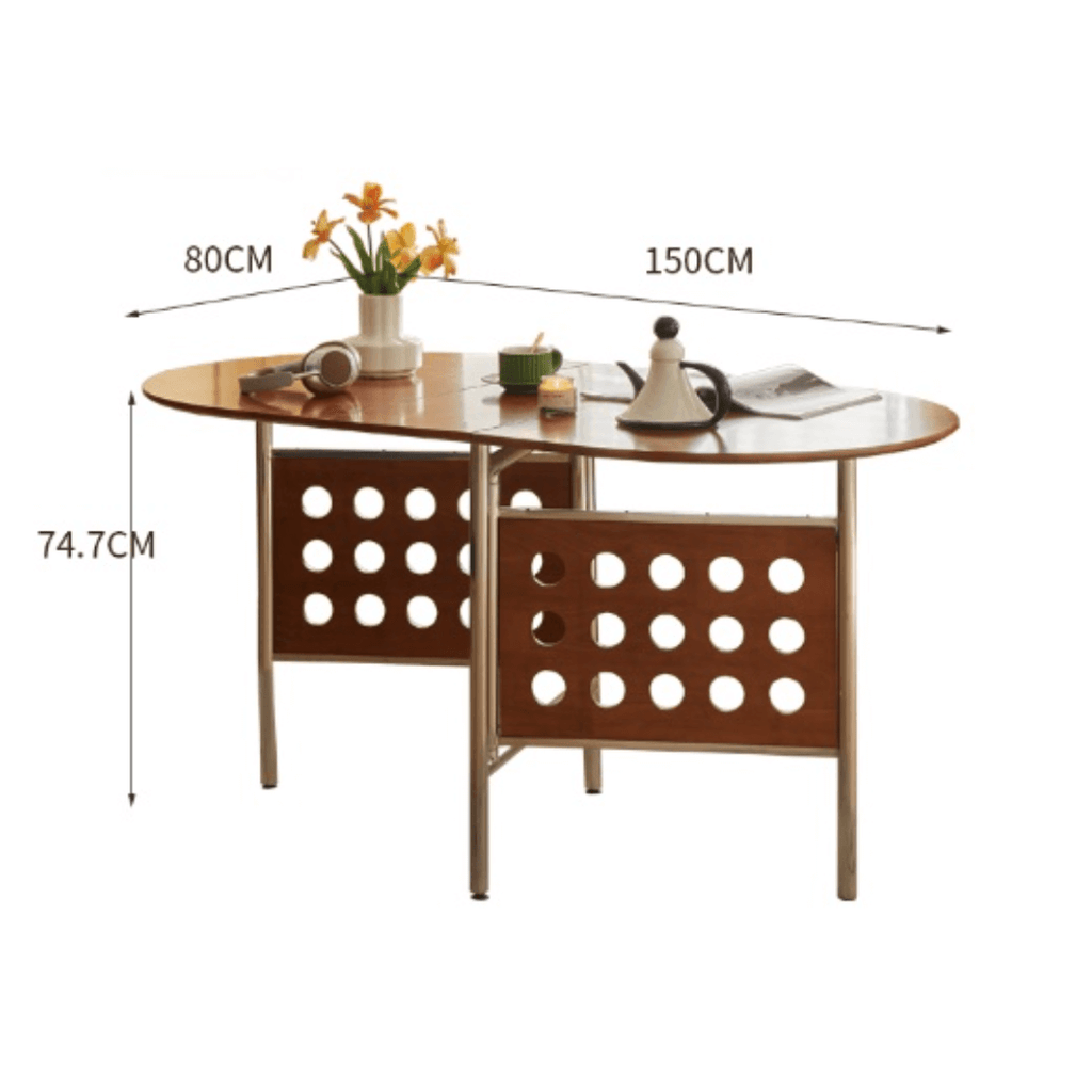 Retro-style dining table with smooth edges, perfect for family meals and work