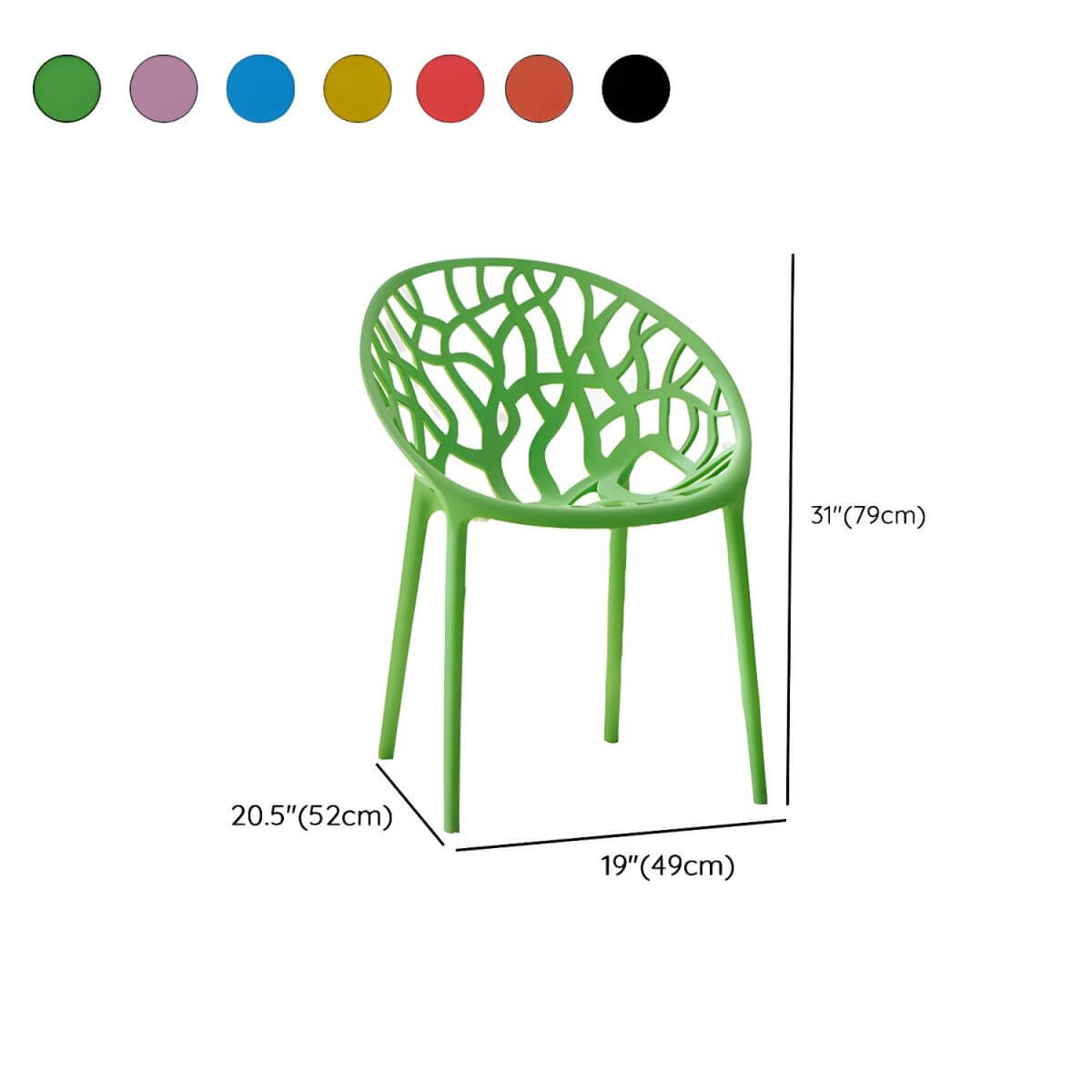 Scandinavian style sloped arm chair made of plastic and acrylic, ideal for kitchen and dining areas