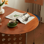 Retro-style dining table with smooth edges, perfect for family meals and work