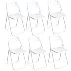 Modern collapsible open back side chair made of plastic and acrylic, ideal for kitchen and dining areas