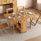 Scandinavian-inspired folding table designed to save space, ideal for family meals and gatherings