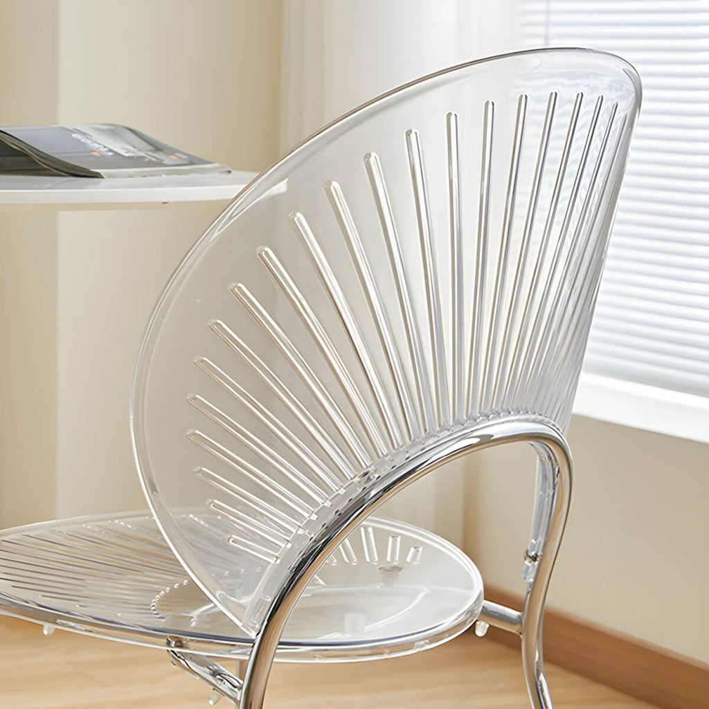 Scandinavian style stackable armless side chair made of plastic and acrylic for dining
