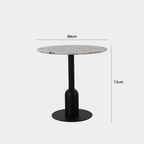 Round terrazzo table ideal for dining or office use with versatile design