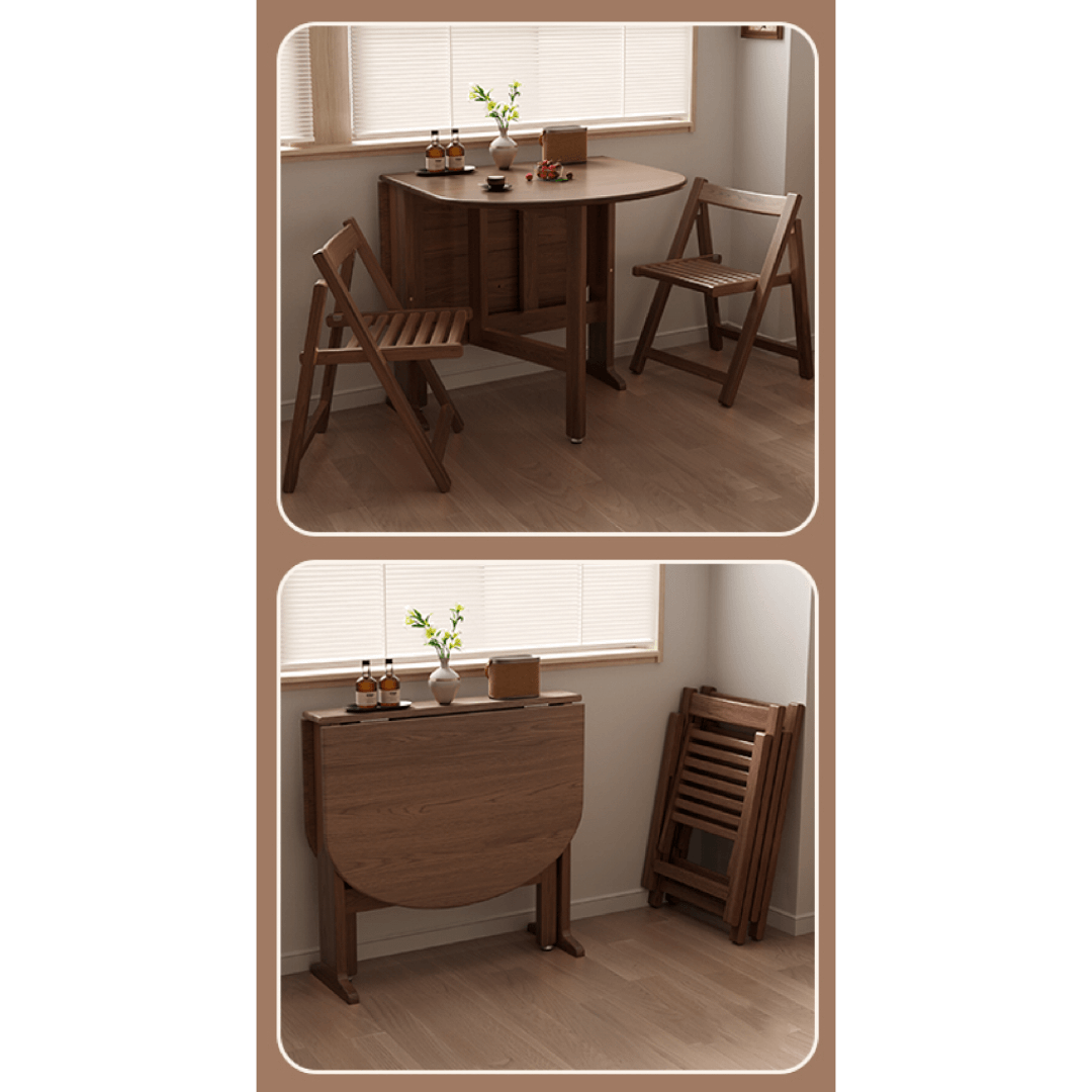 Wooden round folding table ideal for versatile home use and easy storage