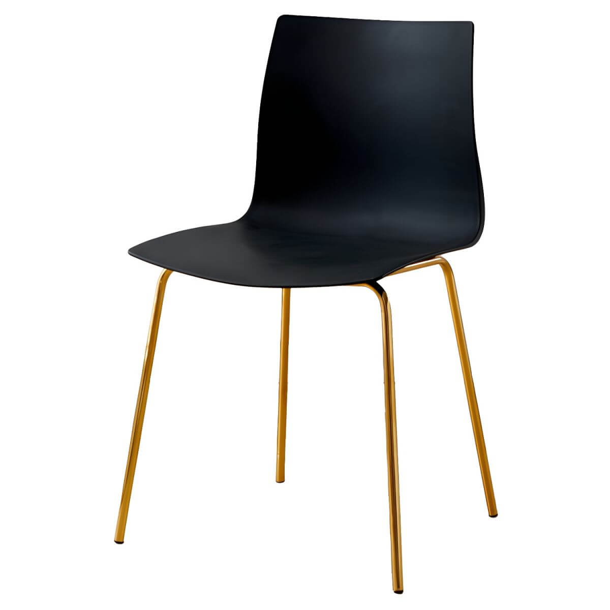 Modern plastic and acrylic side chair with metal legs, ideal for kitchen and dining rooms