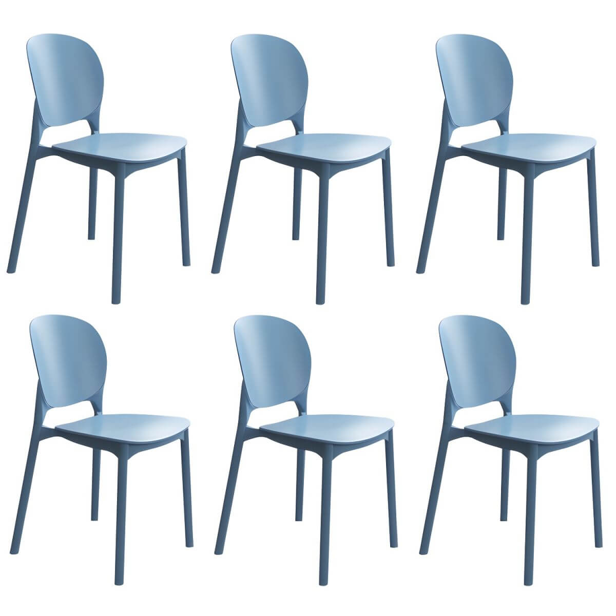 Stackable Scandinavian side chair with open back made of plastic and acrylic for dining