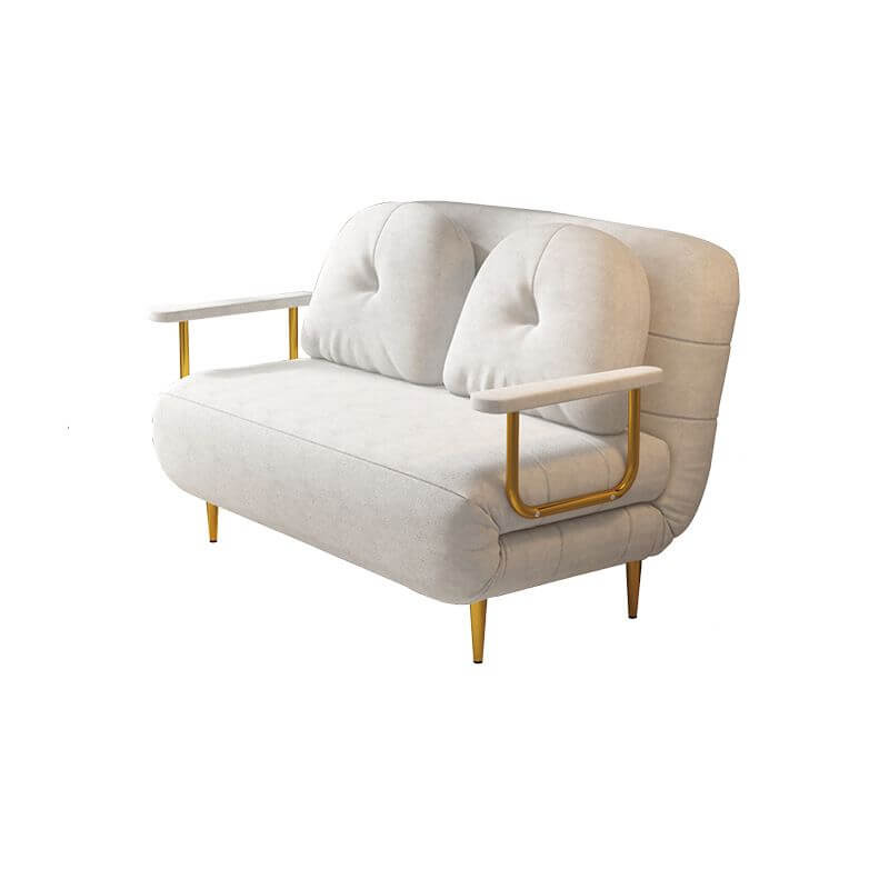 Convertible sofa sleeper with tufted back and polyester fiber upholstery