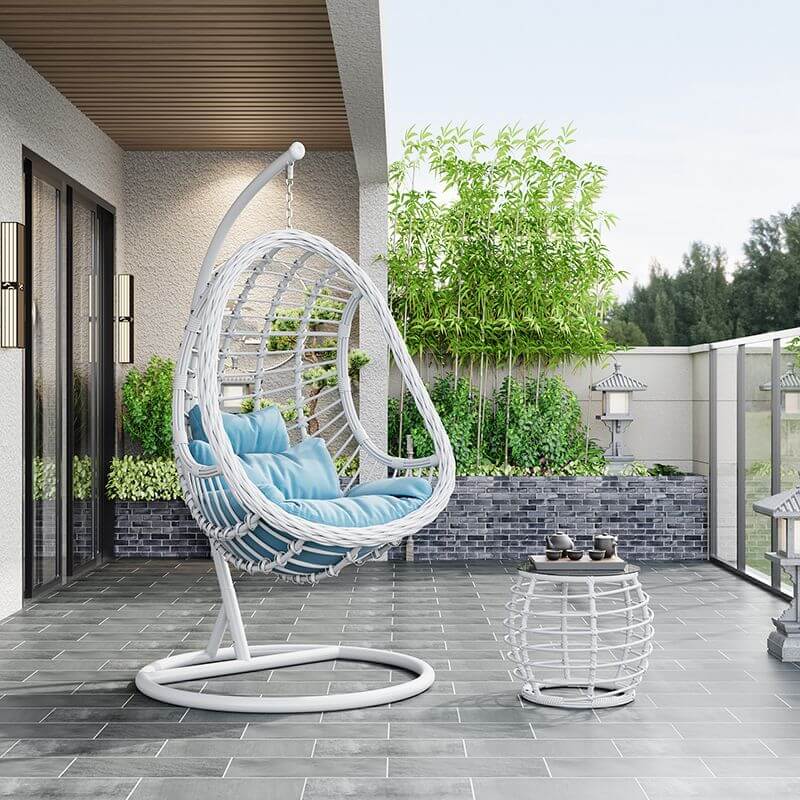 Tropical alloy framed porch swing egg chair with stand and chain included