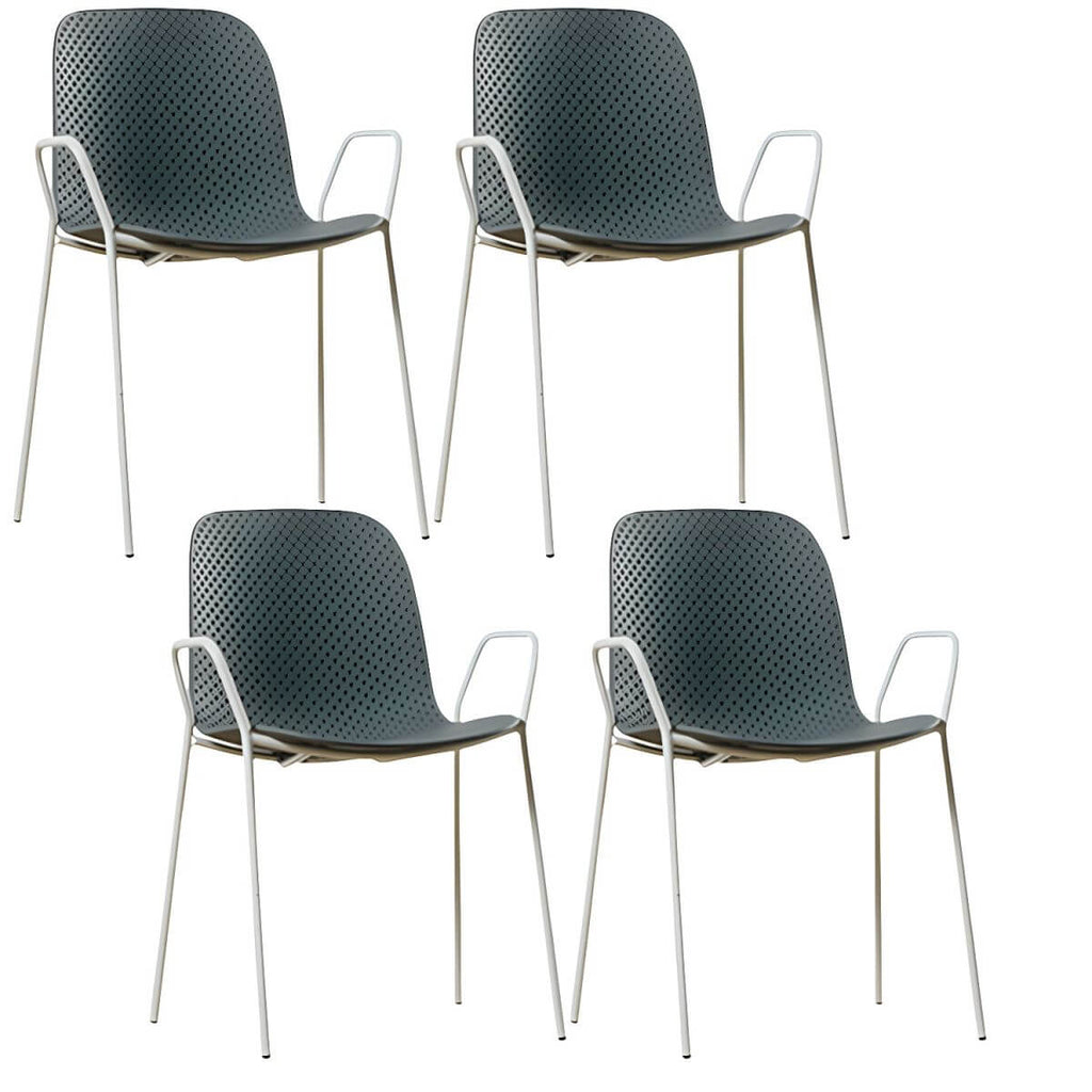 Scandinavian stackable kitchen chair with plastic and acrylic seat and metal legs