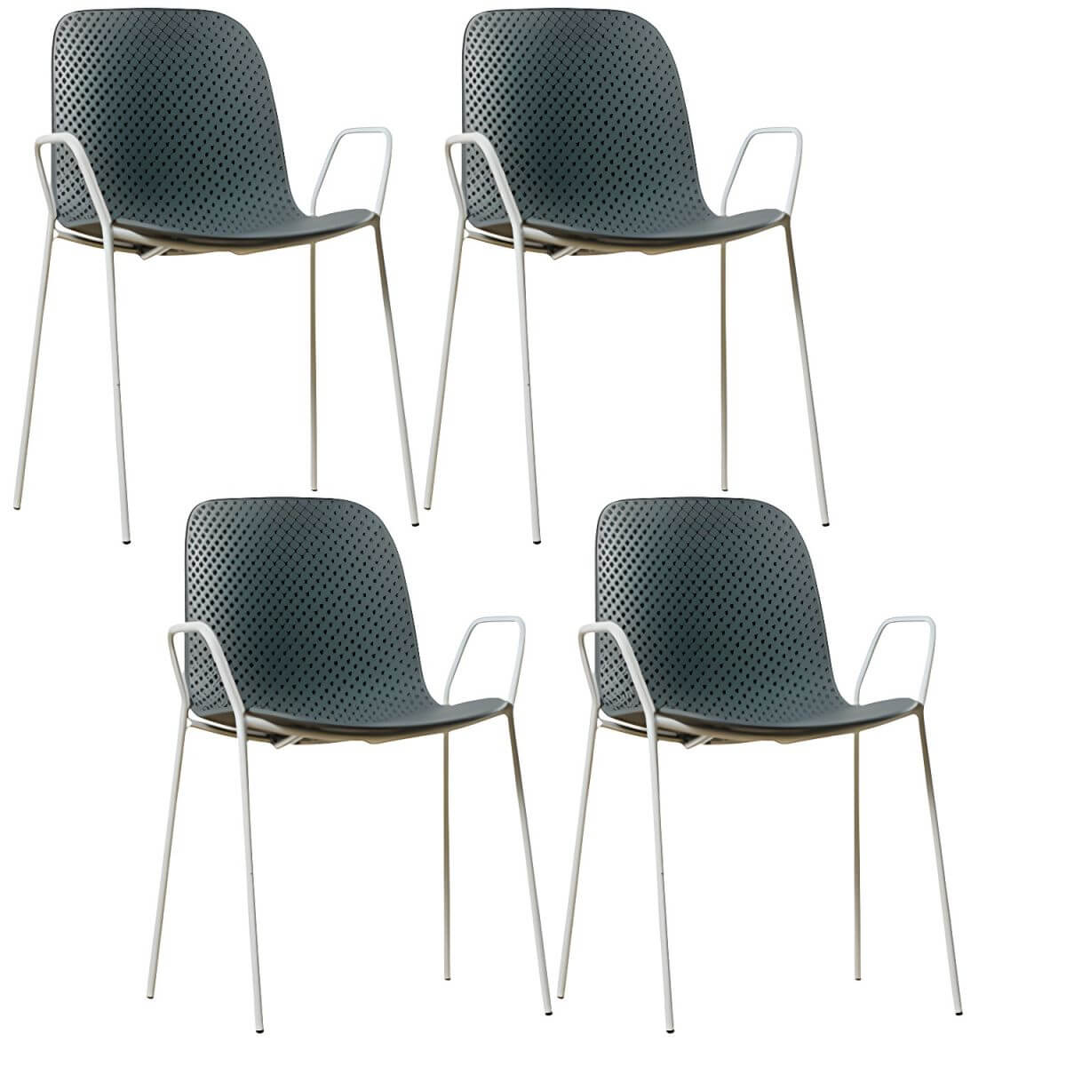 Scandinavian stackable kitchen chair with plastic and acrylic seat and metal legs
