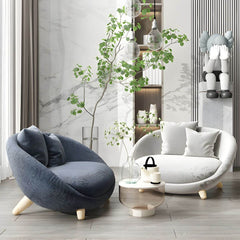 Scandinavian 34.6"Wide Cotton Blend Fixed Back Sloped Arms Papasan Chair with 2 Pillows Accent Chairs