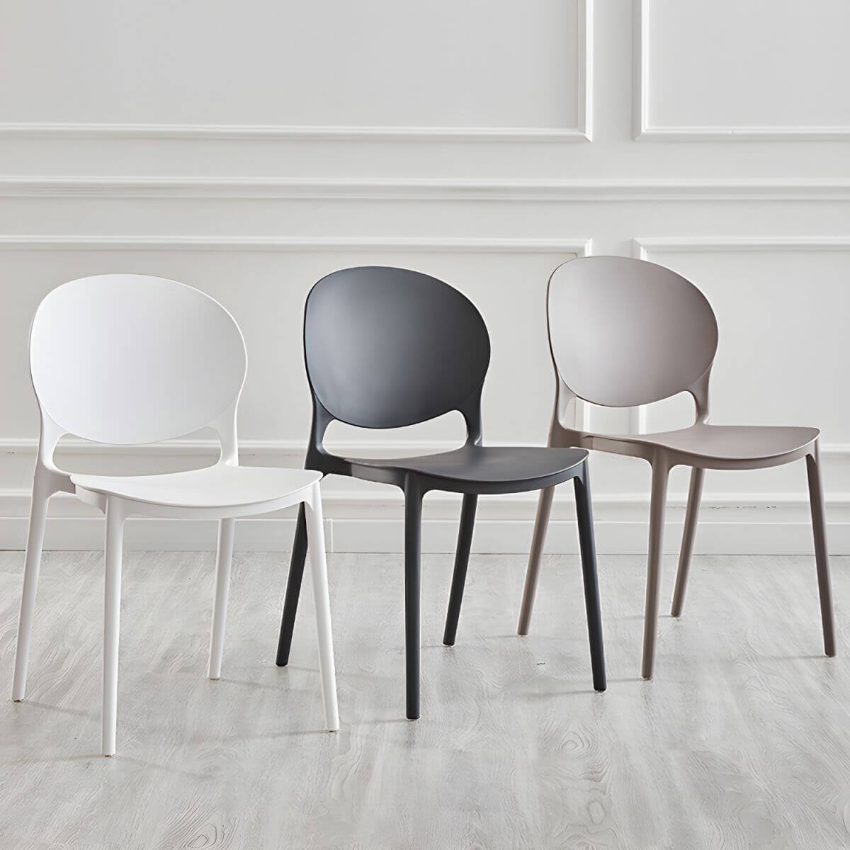 Modern acrylic dining side chair with open back, 32 inches tall, ideal for restaurant seating