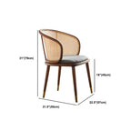 5-piece solid wood dining set with round rattan table and four chairs for dining room