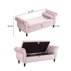 51" Pink Velvet Ottoman Bench with Flip-Top Storage