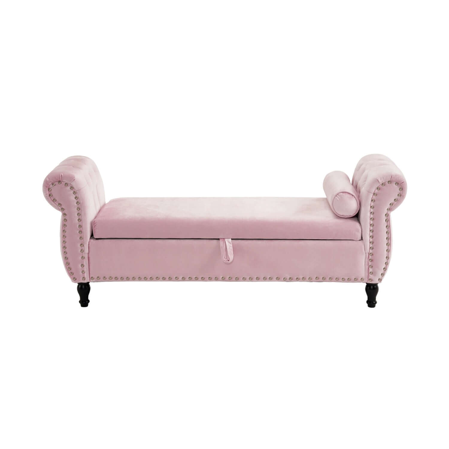 51" Pink Velvet Ottoman Bench with Flip-Top Storage