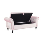 51" Pink Velvet Ottoman Bench with Flip-Top Storage