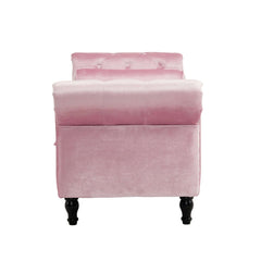 51" Pink Velvet Ottoman Bench with Flip-Top Storage