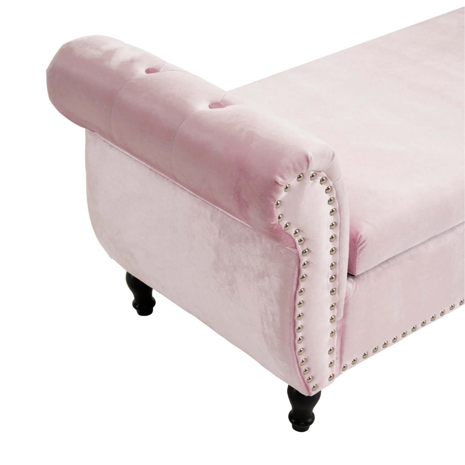 51" Pink Velvet Ottoman Bench with Flip-Top Storage