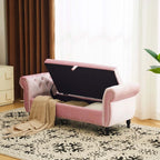 51" Pink Velvet Ottoman Bench with Flip-Top Storage