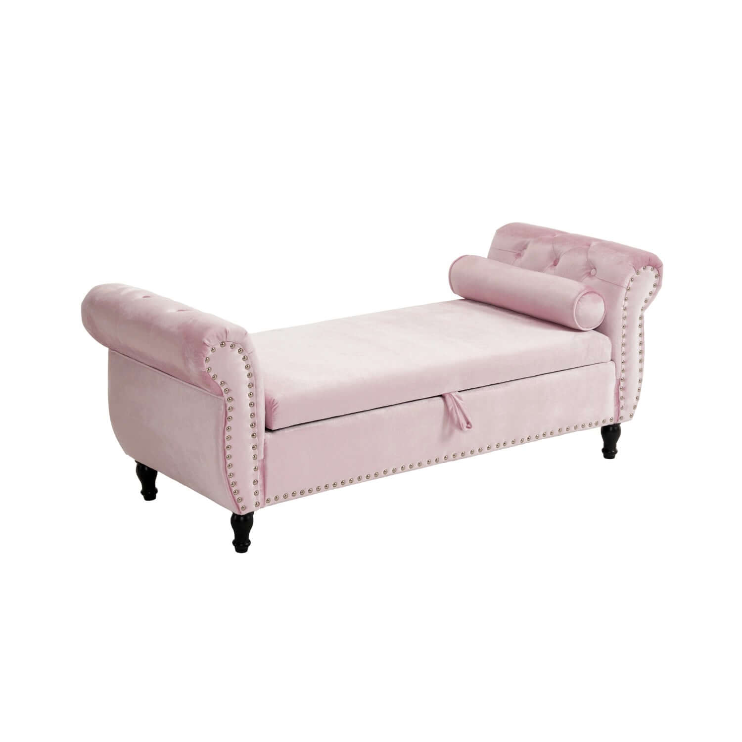 51" Pink Velvet Ottoman Bench with Flip-Top Storage Main Product Image Main image