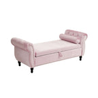 51" Pink Velvet Ottoman Bench with Flip-Top Storage Main Product Image